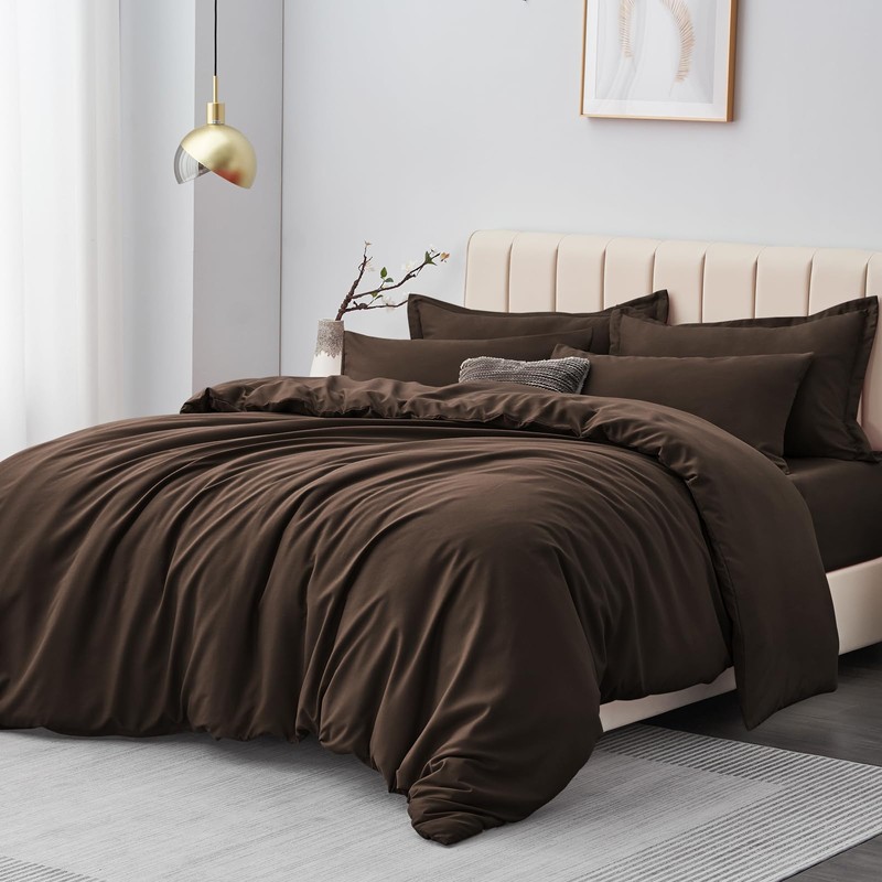 Aisbo Double Duvet Covers Set Brown - 3Pcs Bedding Set