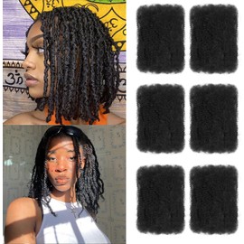 TOOPBIUTI Afro Kinky Bulk Hair 12 Inch Spring Twist Braiding Hair Bulk Locs Dreadlock Extensions Afro Kinky Curly Crochet Braid Hair (1B, 8 inch-6 Pieces)