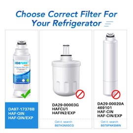 ICEPURE DA97-17376B Refrigerator Water Filter Replacement for DA97-08006C, HAF-QIN, HAF-QIN/EXP, RF23M8070SG, RF23M8070SR, RF23M8090SG, RF23M8090SR,RF23M8570SR, RF23M8590SG, BRF425200AP, 2PACK