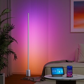 Ailofy Corner Floor Lamp, 1500lm RGBW Corner Lamp Work with Alexa & Google Assistant, 16 Million DIY Colors, Sync with Music, App Control, Modern LED Floor Lamp for Living Room & Bedroom, Silver Grey