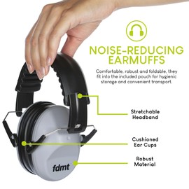 Noise Reduction Earmuffs for Kids 3 Years and Up - Latex-Free Hearing Protection, Reduces Noise Distractions, Comfortable and Foldable - Approved by European & North American Safety Standards - Grey