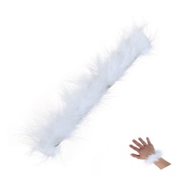 Feather Furry Ostrich Hair Slap Bracelet for Women Snap Patting Circle Wristband Cuff Sleeves Bangle Multicolor Wrist Jewelry Birthday Gift-A white