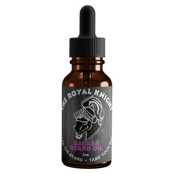 Badass Beard Care Beard Oil For Men - The Royal Knight Scent, 1 oz - All Natural Ingredients, Keeps Beard and Mustache Full, Soft and Healthy, Reduce Itchy, Flaky Skin, Promote Healthy Growth