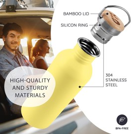 Bambaw 500 ml Stainless Steel Sports Bottle, Yellow Sports Bottle, Non-Insulated Water Bottle, Children's Stainless Steel Bottle, Children's Metal Water Bottle – Imperial Yellow