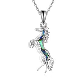VENACOLY Horse Necklace 925 Sterling Silver Horse Abalone Shell Pendant Jewellery Gifts for Women Horse Lovers