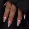 LPOODDNU French Tip Press on Nails Medium Almond Fake Nails