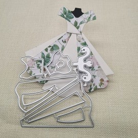 Princess Dress Die Cuts，Women Girl Lady Party Dress Skirt Cutting Dies Cut Stencils for DIY Scrapbooking Photo Album Decorative Embossing Paper Dies for Card Making Templated+Cute Brooch Pin