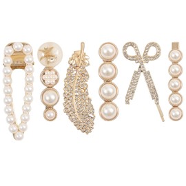 Mecool 6 Pcs Artificial Pearls Hair Claw Clips for Women | Barrette Hair Clips Headwear Hair Styling Accessories for Straight & Curly Hair Clips Women | Bridal Hair Accessories | Pearl Hair Clips