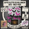 36PCS 3D Pink Glitter Parper Bat Wall Decals Halloween Decorations