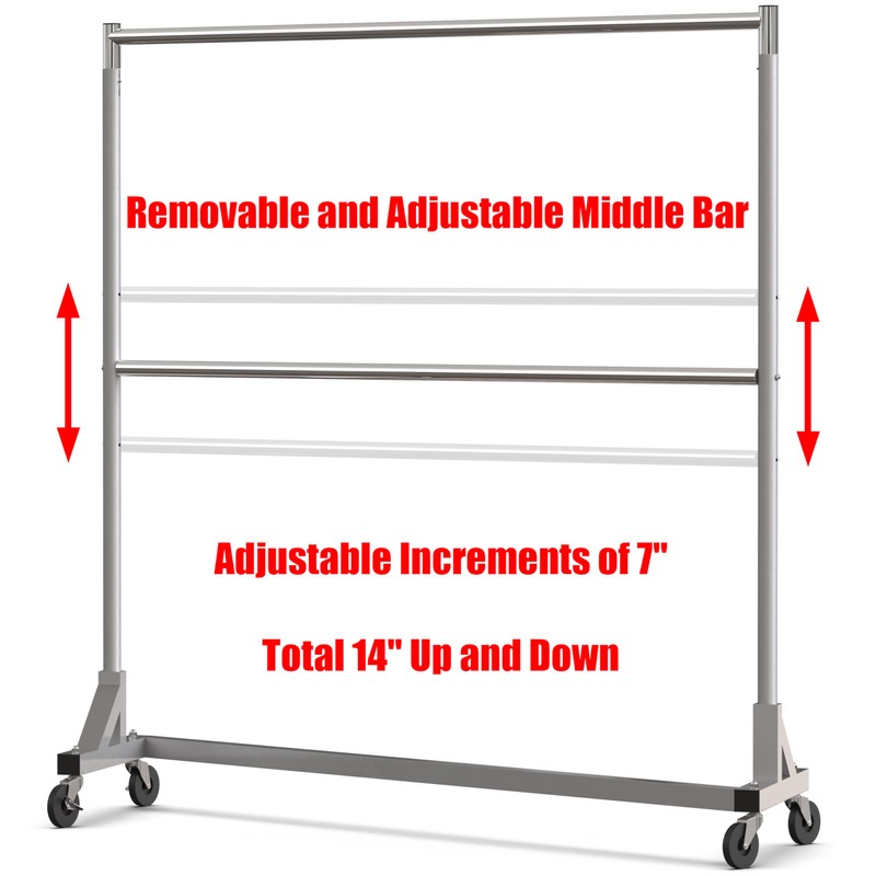 Simple Houseware Commercial Grade Z-Base Double Rod Garment Rack, 600lb