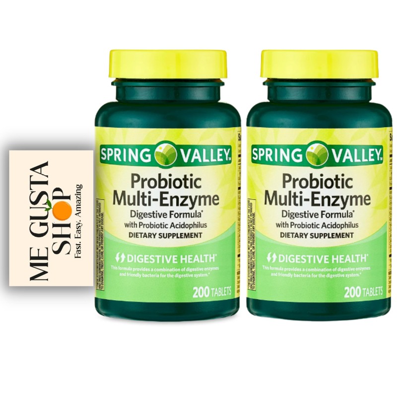 Spring Valley Probiotic Multi-Enzyme Digestive Formula Tablets Pack of 2,