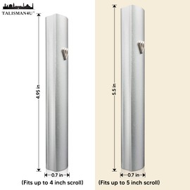 TALISMAN4U Silver Aluminum Mezuzah with Scroll 3D Metal Shin Classic Mezuzah Case for Door Israel Judaica Gift (12 cm / 5 inch)