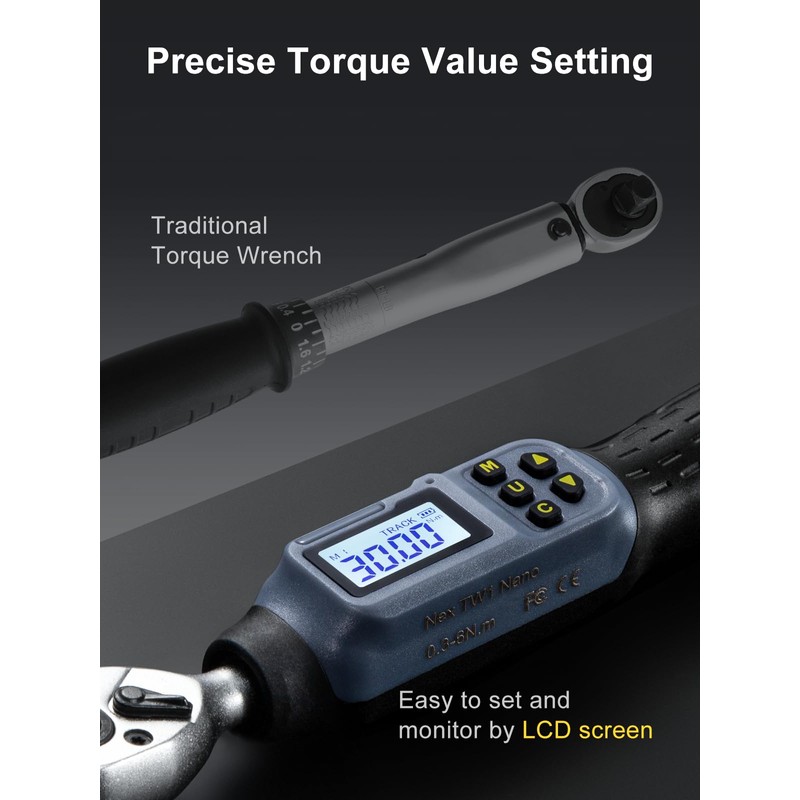 GROWNEER Digital Torque Wrench, 1.1-22.1 Ft-lbs/1.5-30 Nm, 1/4'' Drive Inch