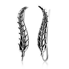 Stud Earrings Leaf Leaf 925 Silver Ear Crawler Women Autiga®, Silver