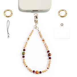 OCCI CHIARI Crystal Style Phone Charm, Fashion Bracelet/Phone Chain, Anti Lost Keyhain (Brown)