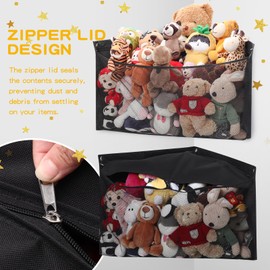 ANROYE Large Corner Stuffed Animal Storage, Kids Plushies Toy Black Wall Hammock for Girls Room, Baby Squishmallow Holder for Nursery, Organizer Idea for Bear Hanging Display Boy Gift