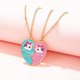 Lezmoii Friendship Necklace Best Friend Necklace Matching Magnetic Cat BFF Necklace for 2 Girls Sister Friendship Gifts (Sister Cat)
