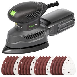 GALAX PRO Detail Sander, 1.1A Powerful Motor, 13000 OPM Compact Electric Sander with 20Pcs Sandpapers and Dust box, Soft Grip Handle for Comfortable Woodworking
