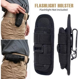 BLACK Tactical 360 Degrees Rotatable Flashlight Pouch Belt Holster Torch Case