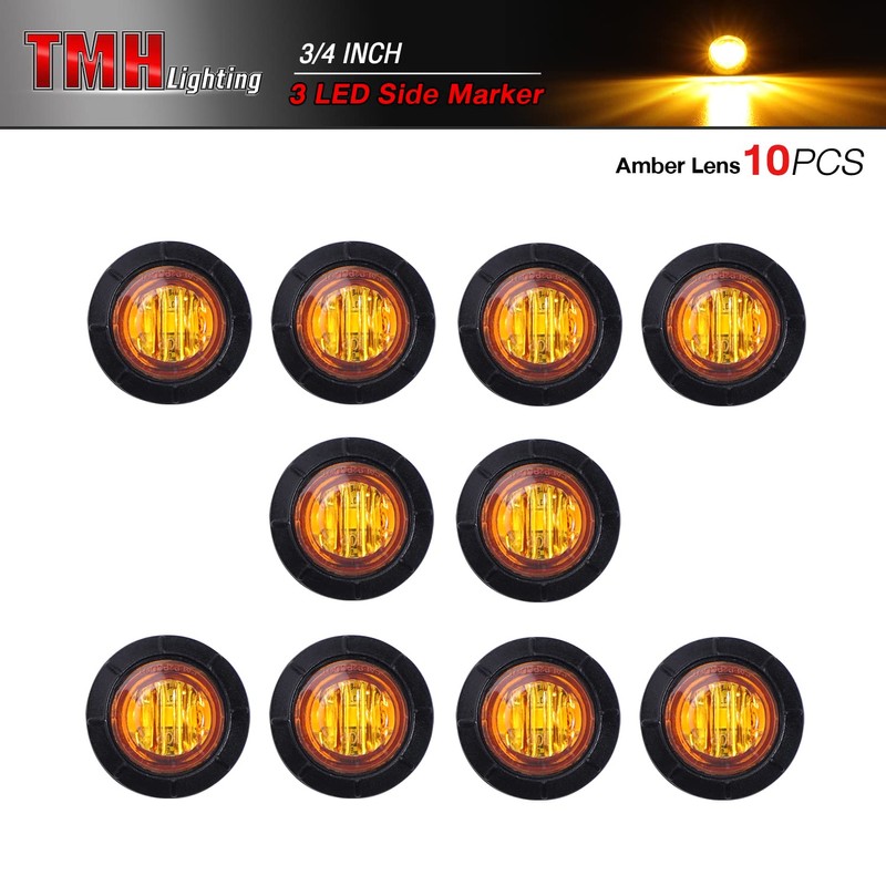 TMH 3/4 Inch Mount 10 pcs Amber LED Clearance Bullet