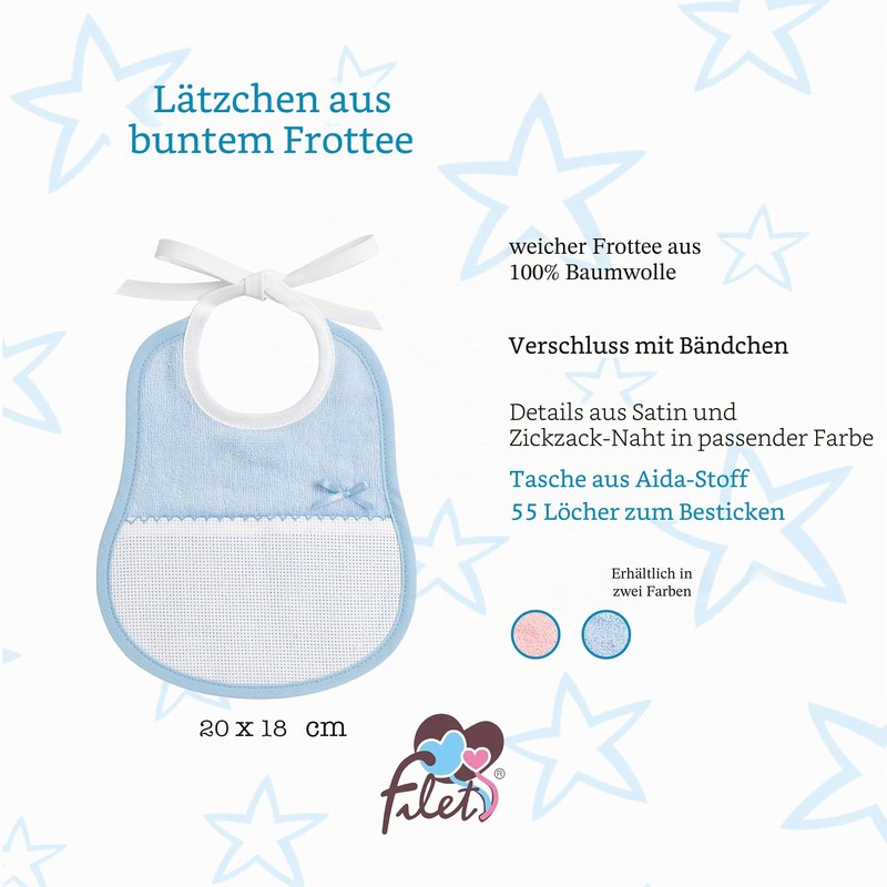 Filet Aida AMS1045B Bib with Linen Insert