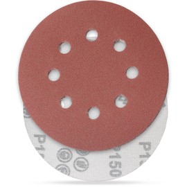 YoiYee 150 Grit Sanding Discs Pads, 8 Holes, 125mm/5-inch Hook and Loop Quick Change Sandpaper Sheet for Random Orbital Sander, 20 Pack