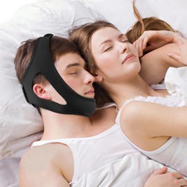 Chin Strap for Sleeping, Chin Strap for Snoring, Adjustable and Breathable Anti Snoring Devices, Anti Snoring Chin Strap for Men and Women to Stop Snoring, Skin-Friendly Comfortable Sleeping -Black