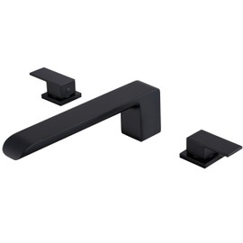 SITGES Minimalist Square-Shaped Bathtub Faucet,2-Handle Widespread Roman Tub Faucet with 11-Inch Spout Reach,High-Flow Deck Mount Bath Faucet Set,Valve Included,Matte Black