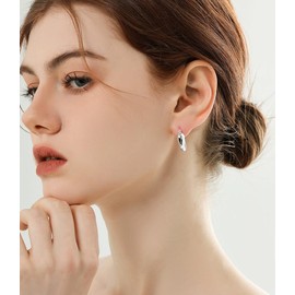 ALRNBY Small Gold Silver Huggie Earrings Dainty Teardrop Hoop Earrings for Girls 925 Sterling Silver Posts Hypoallergenic (Silver)