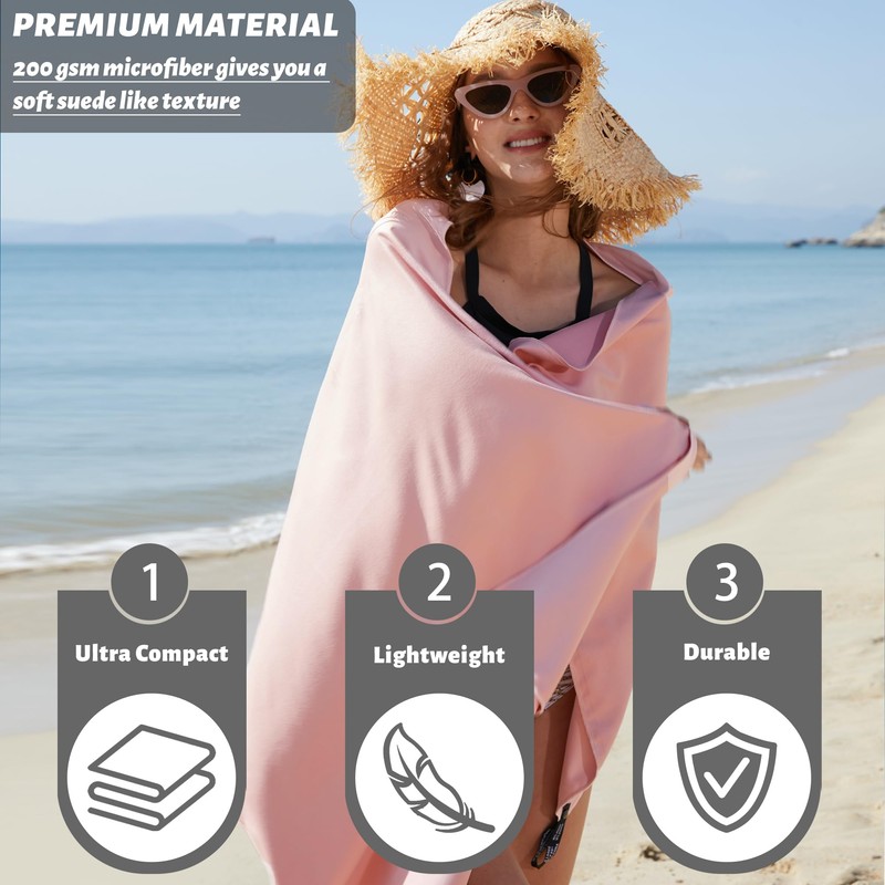 Rainleaf 2 Pack Microfiber Quick Dry Travel Towel, Super Absorbent