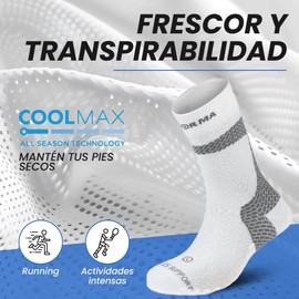 Enforma® Achilles Supports Your New Favorite Socks for Running, Paddling or Just Don't Stop Using Coolmax Technology, Absolute Comfort and Extra Pampering for Your Achilles Tendon, white/grey, 39-41