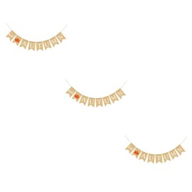 STOBAZA 3pcs Maple Leaves Banner Linen Thanksgiving Bunting Swallowtail Garland for Autumn Festival