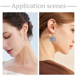 KISSITTY 54pcs Beading Hoop Earring Components 304 Stainless Steel Wire Pendants Rhombus Teardrop Triangle Geometric Shape Charm Findings for DIY Necklaces Earrings Jewelry Making