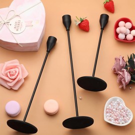 KELLYJAY Candle Candlestick Holder Set of 6, Black Taper Metal Candlestick Holders, Tall Candle Sticks Holder for Table or Mantel Decor Wedding Gift, Fit 3/4" Thick Candles