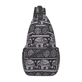 Betyiwling Boho Elephants Sling Backpack Unisex Crossbody Chest Bag Shoulder Chest Bag For Women Men Hiking Travel
