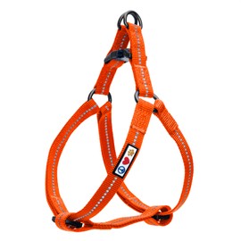 Pawtitas Recycled Dog Harness with Reflective Stitched a Puppy Harness Made from Plastic Bottles Collected from Oceans Medium Orange Habanero
