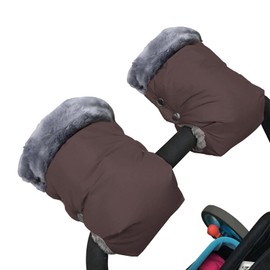 Baby Stroller Gloves, Extra Thick Stroller Hand Muff Winter Waterproof Stroller Mittens Universal Anti-Freeze Gloves for Parents Caregivers Carriage (Coffee)