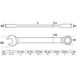 BGS 6508 Ratchet Ring Open-End Spanner SW 8 mm