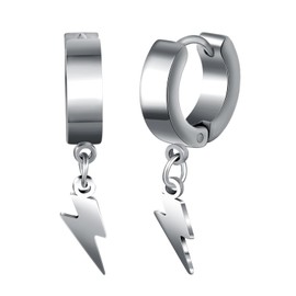 Yumilok Lightning Stud Earrings Stainless Steel for Women Men Earrings Studs Women's Titanium Stud Earrings Men's Silver Men's Hoop Earrings Piercing Plugs, Stainless Steel