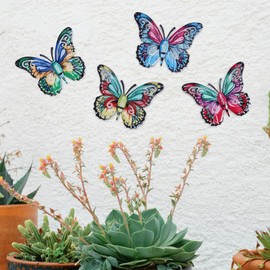 4 Butterfly Decorations Metal Butterfly Wall Decoration Garden Wall Decoration Outdoor Decoration for Home and Garden