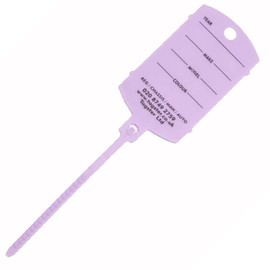 Key tags - Vechicle plastic key tags (200) with self looping tails (Lilac)