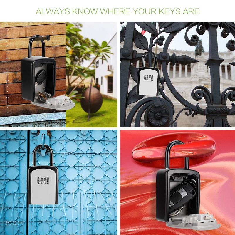 KeeKit Key Lock Box, Key Safe Box with Removable Shackle