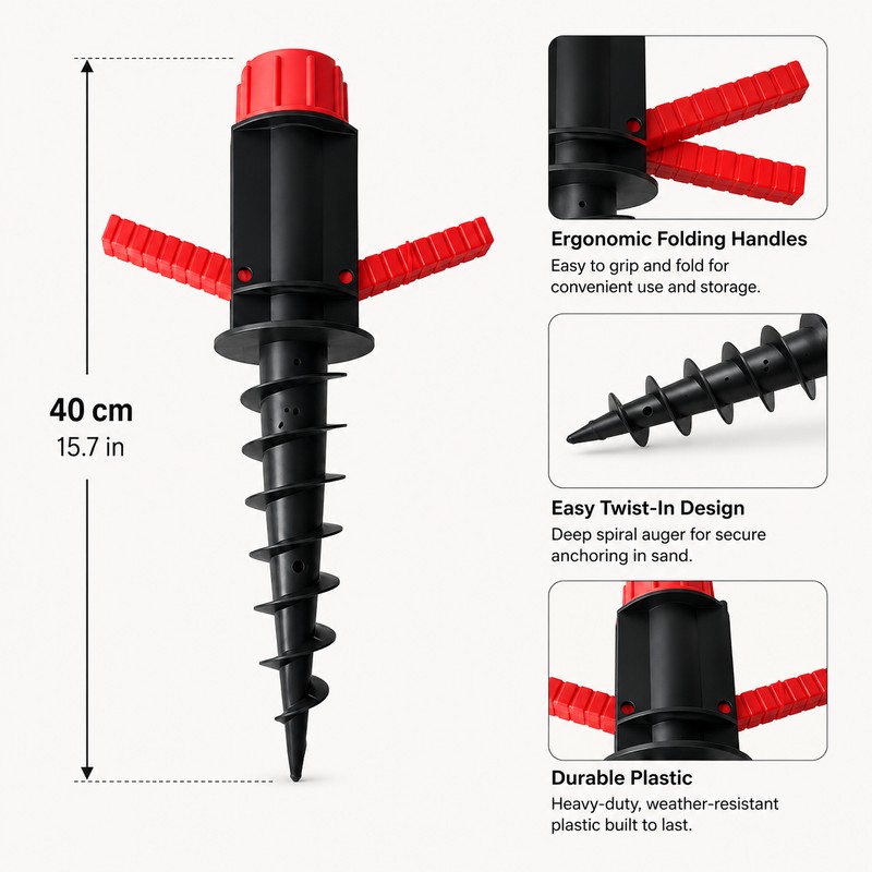 Beach Umbrella Sand Anchor for Outdoor Shade – Heavy-Duty Spiral