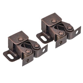 sourcing map Retro Cabinet Door Double Roller Catch Ball Latch with Prong Hardware 32mm Bronze Tone 2pcs