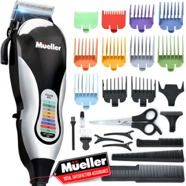 Mueller Ultragroom Professional Hair Clippers for Men with Colored Design, Hair Trimmer for Men, 12 Guide Combs, Trimmer for Hair, Beards, Head, Body, and Face