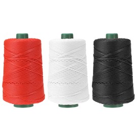 YELARXI Polyester Macrame Cord, 3mm x 219 Yards Polypropylene Macrame Cords Braided Craft Crochet Bag Rope Yarn Fit for DIY Wall Hangers Hats Purses Rug - (3 Pack, Red/White/Black)