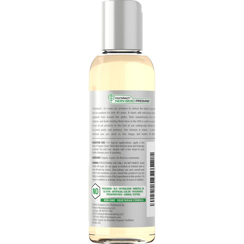 Horbäach Organic Castor Oil | 4 fl oz | Cold