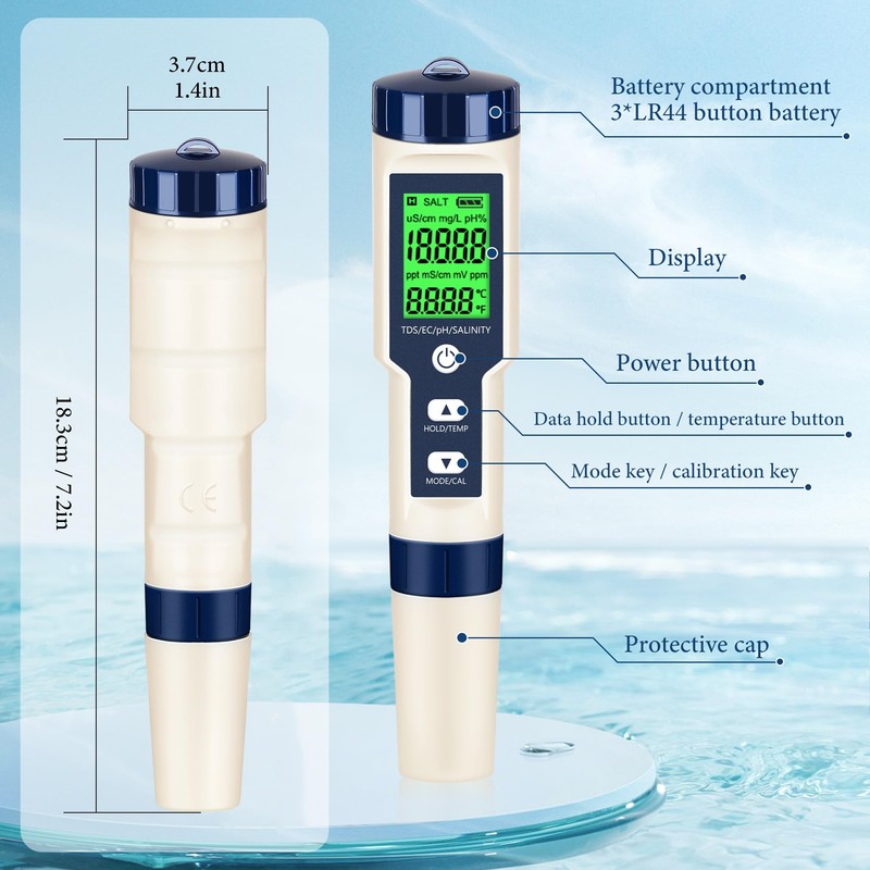 PH Meter & TDS Meter Digital Water Tester 5 in