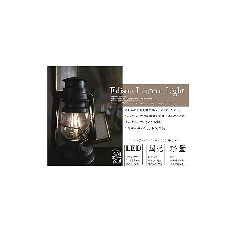 Global Arrow LUMO L04-8002 Edison Lantern Light, BK, Size: Approx.