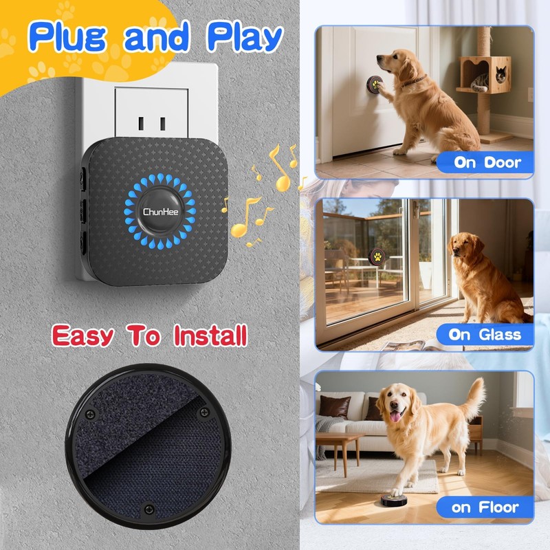 Dog Door Bell for Potty Training, IP55 Waterproof, 55 Ringtones,
